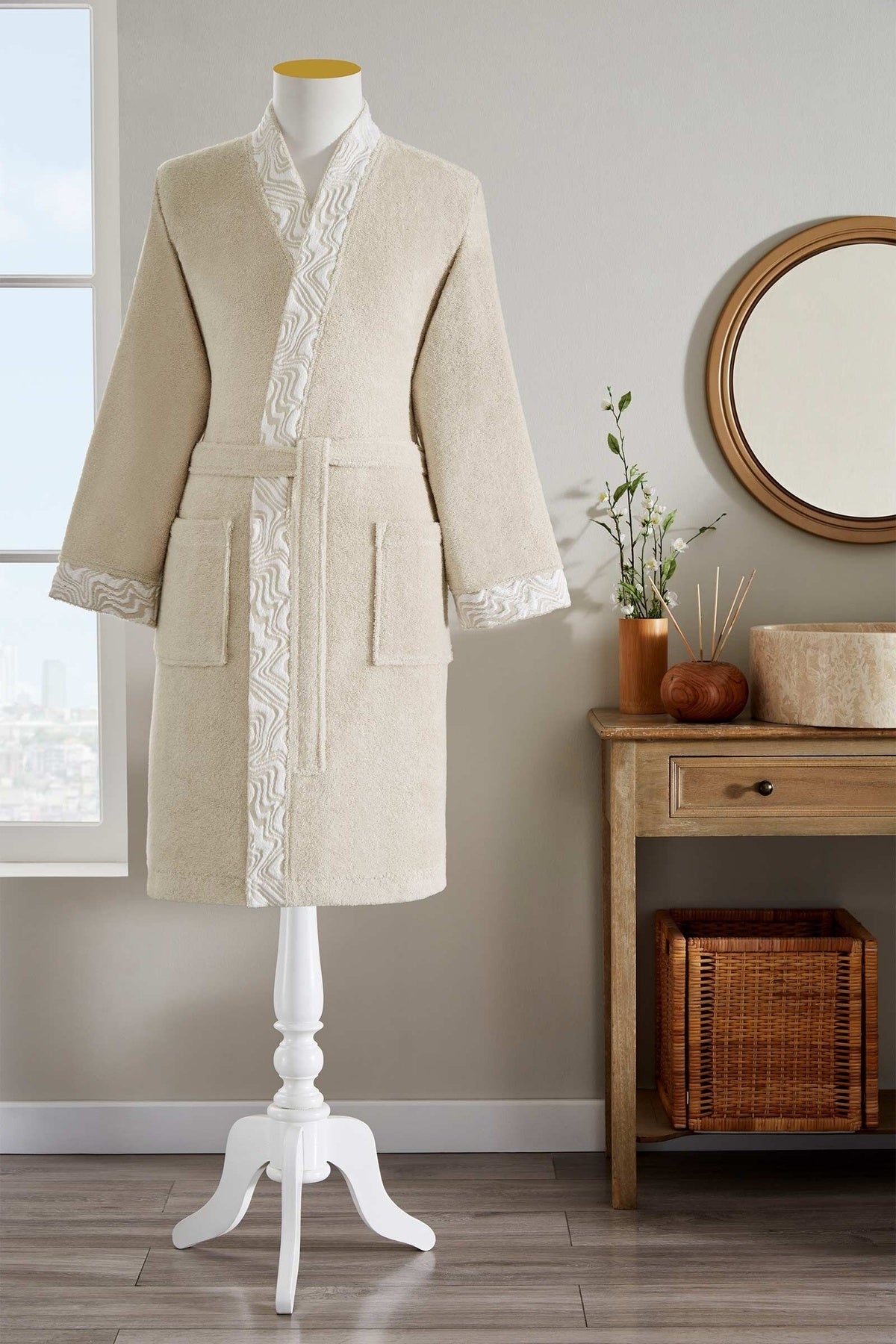 Ozdilek Ondes Embroidered Kimono Bathrobe - MALLTURK