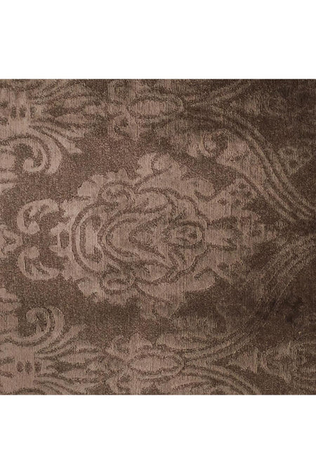 Halicizade Hand-Woven Damask Pattern Brown Bambu Rug