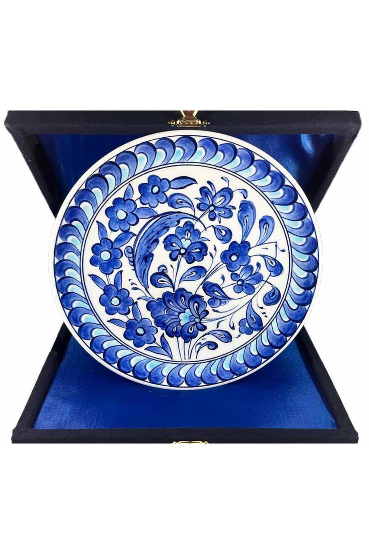 Cini Evi Iznik Tile Plate Blue Lotus Patterned 18 cm - MALLTURK