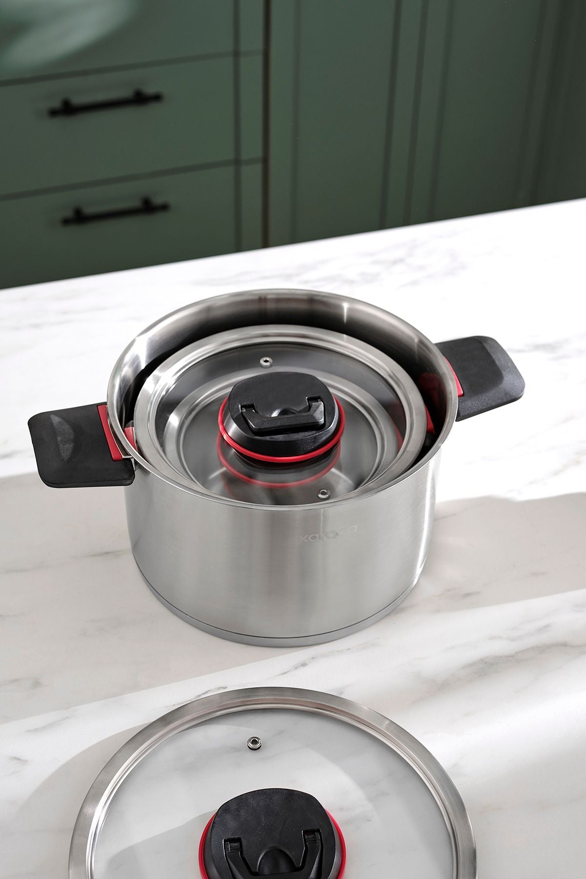 Karaca Yenka Induction Compatible 6 Piece Katlanabilir Kulplu Cookware Set