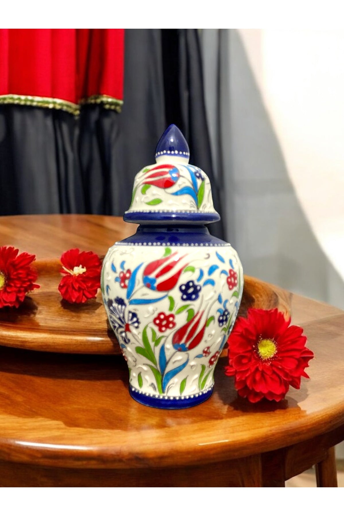 STORESZA Cube Vase and Plate Set - The Gem of Kutahya Tile Art (20 cm Vase & 15 cm Plate, Handmade) - MALLTURK