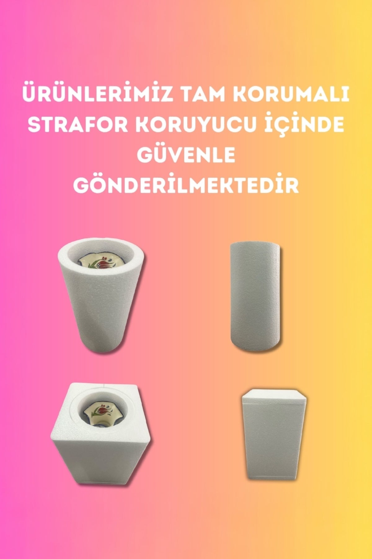 STORESZA Handmade 25cm Kutahya Ceramic Shah Cube Vase – Green & Purple Pattern (Wheel Work, Special Styrofoam Packaging) - MALLTURK