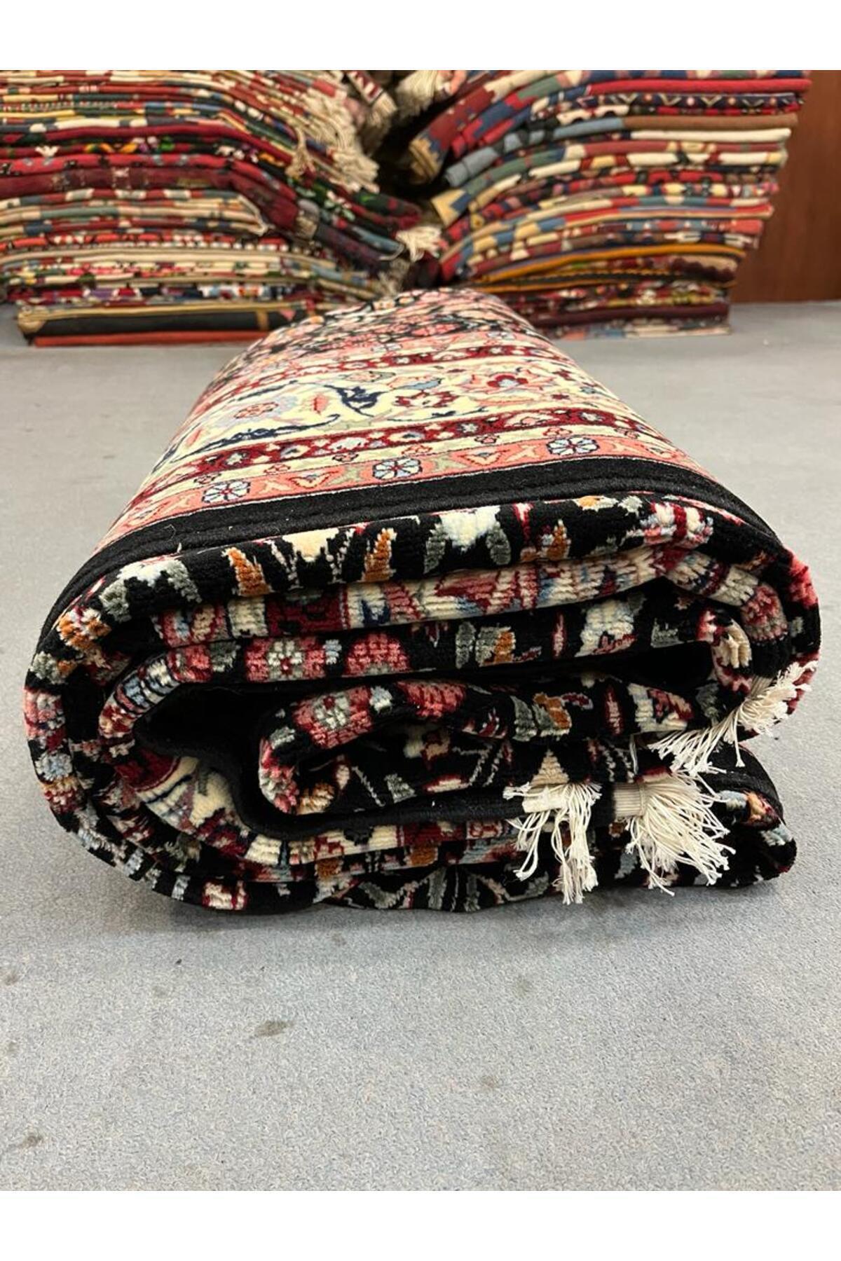 FT Halicilik Sumerbank Hereke Hand-Woven Rug Black Zemin Seven Mountains Flower Deseni- [200 cm * 290 cm ] - MALLTURK