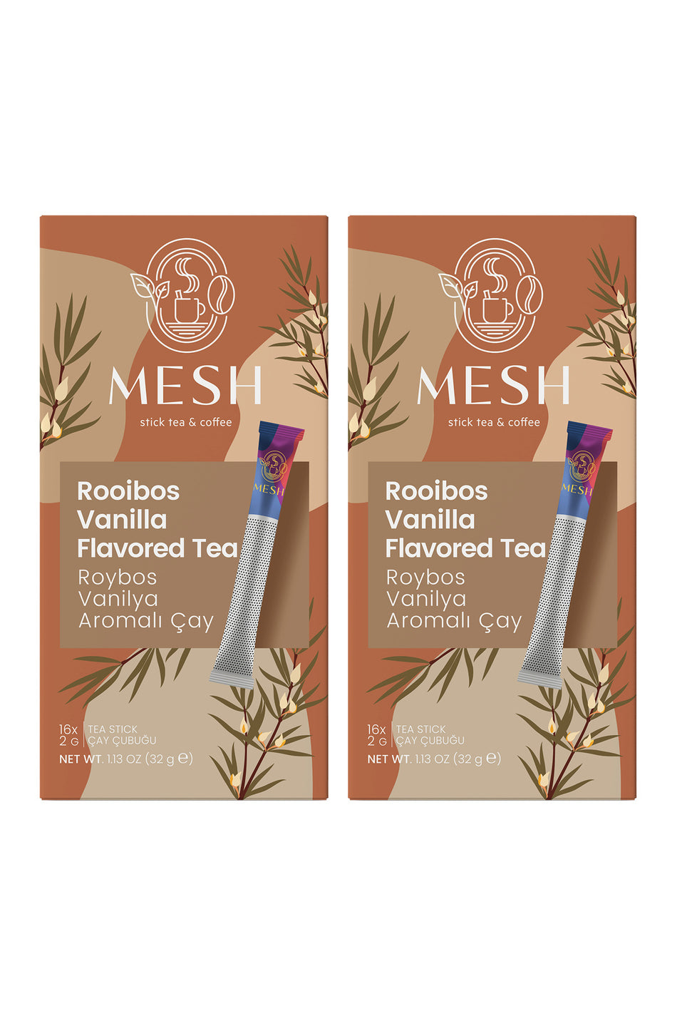 Mesh Stick Rooibos Tea, Rooibos Vanilla Herbal Tea, 2 Packs in 1