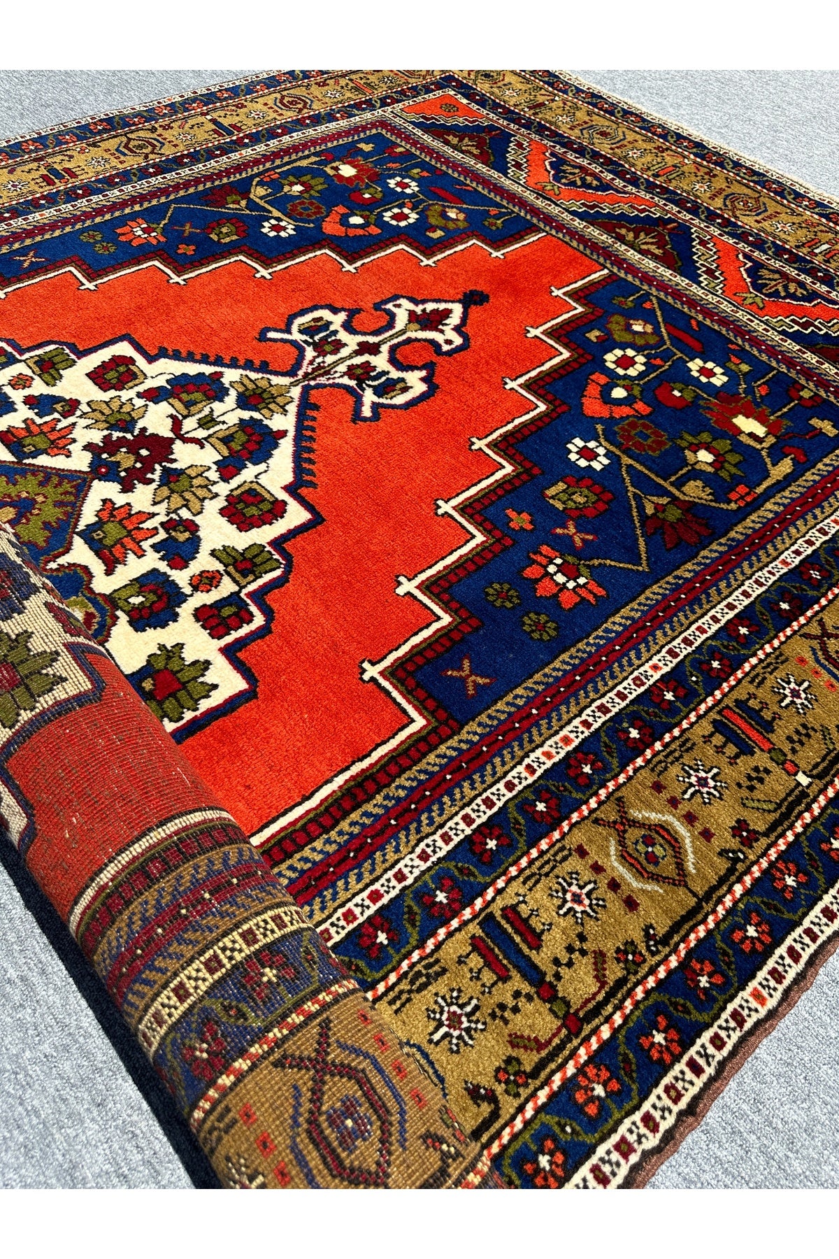 BURAK Rug Hand-Woven Buyuk Taspinar Rug 182x330 Navy Kiremit 6 m2 Natural Dye Rug