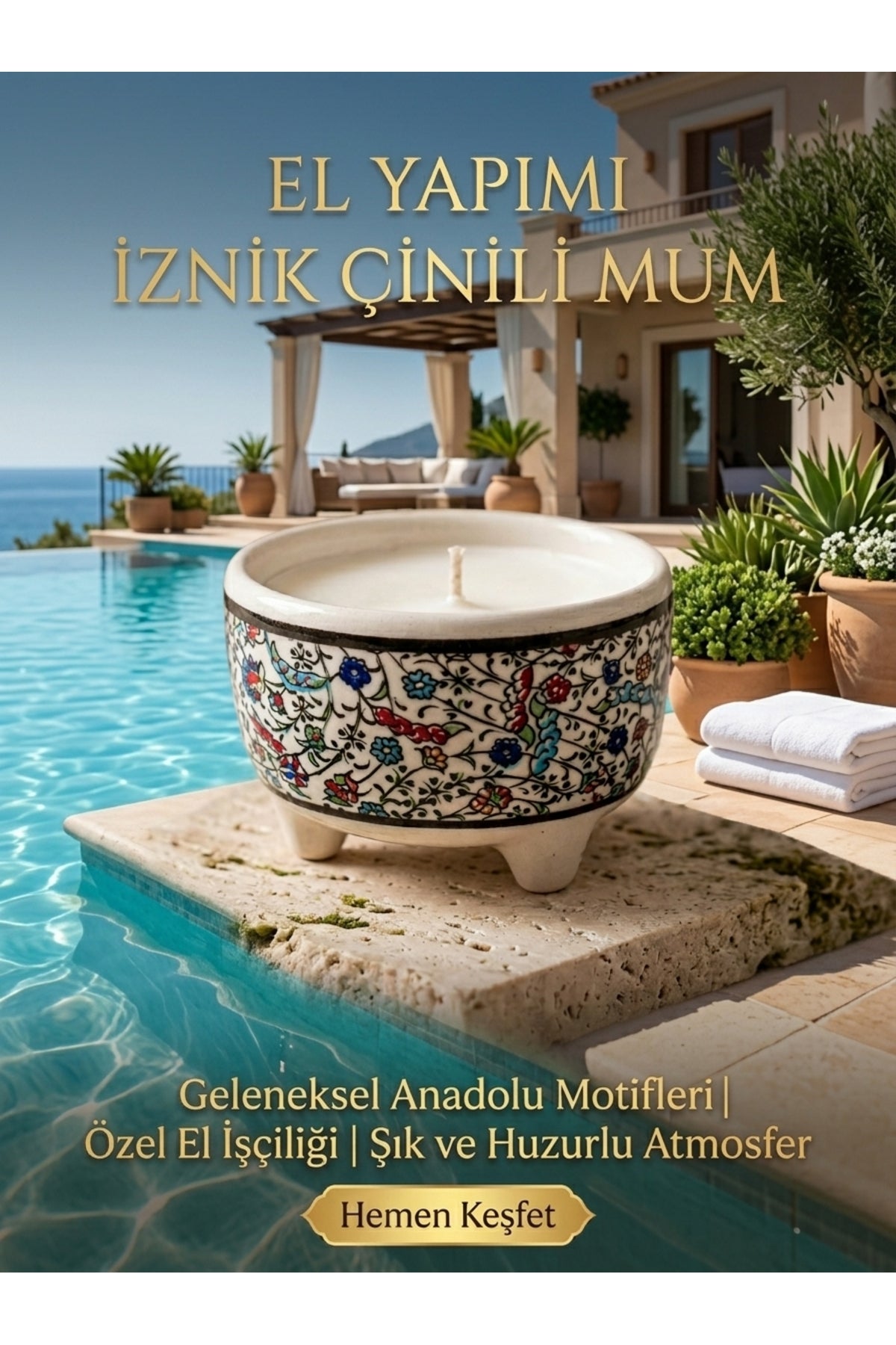 General Brands Handmade Iznik Tile Uc Footed Mum Kasesi - MALLTURK