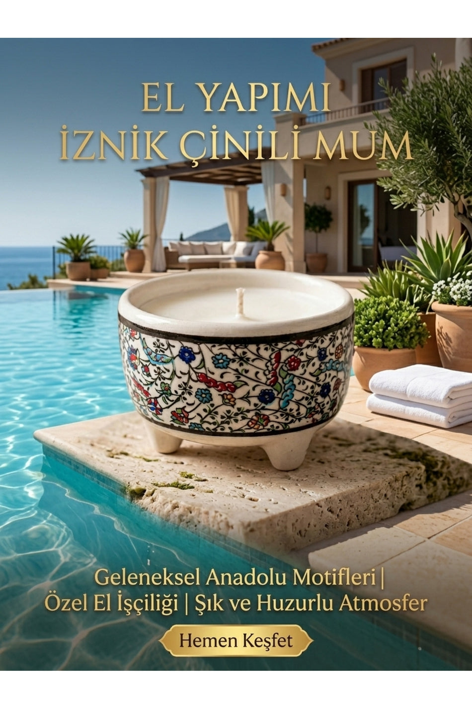 General Brands Handmade Iznik Tile Uc Footed Mum Kasesi - MALLTURK