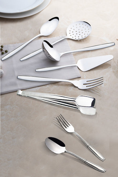 Nehir Plain parlak bicaksiz Fork Spoon Set servis setli 66 Piece 12 Place Setting - MALLTURK