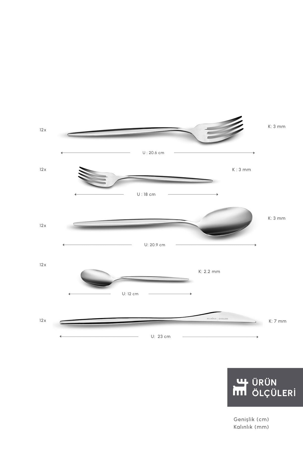 Karaca lizbon 60 Piece 12 Place Setting Flatware Set - MALLTURK