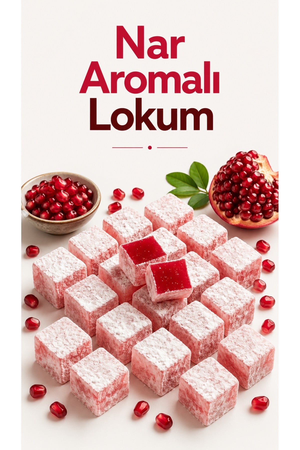 Sener Pomegranate Flavored Flavored Plain Turkish Delight 500 g - MALLTURK