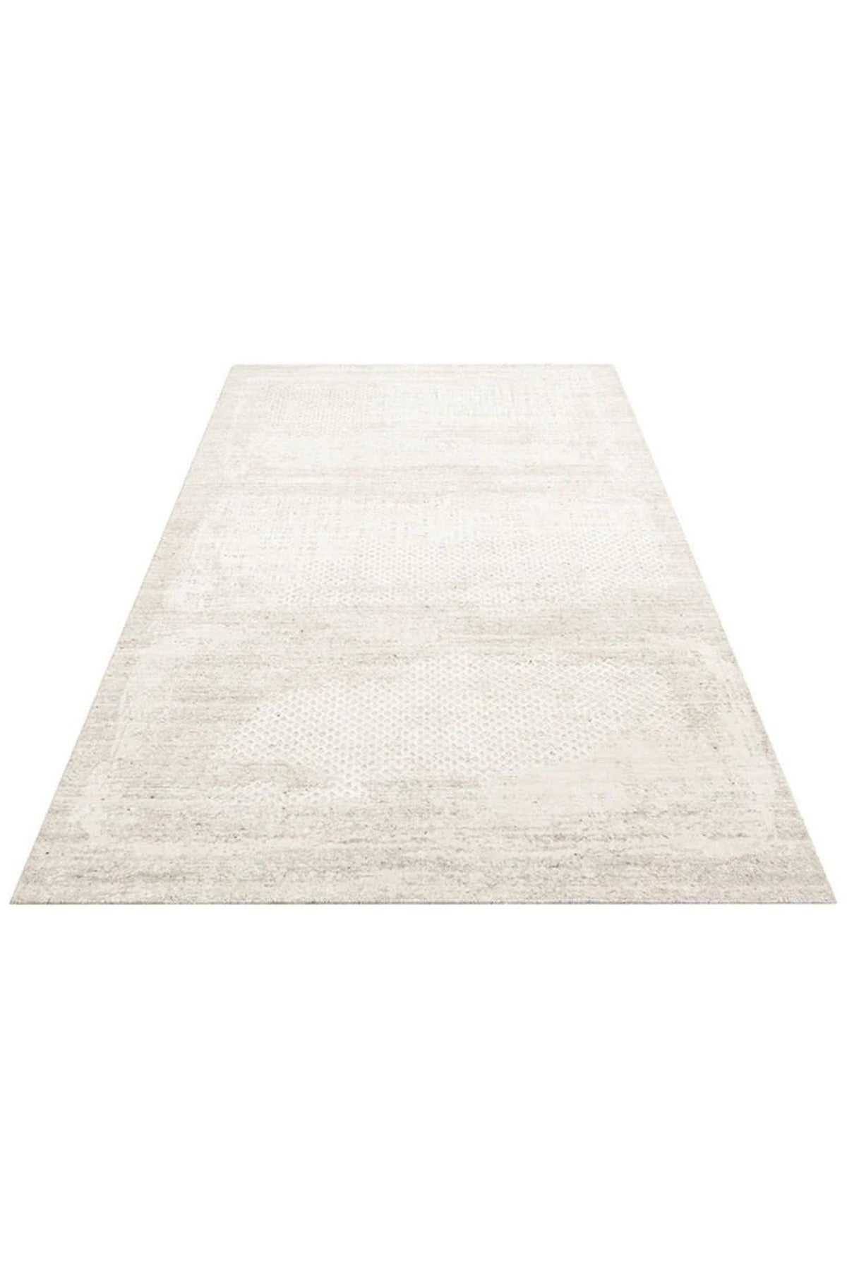 Vog Rug Arken Beige Hand-Woven Wool Viscose Cotton Rug Modern Scandinavian 3D Effect Luxury Living Room Rug - MALLTURK