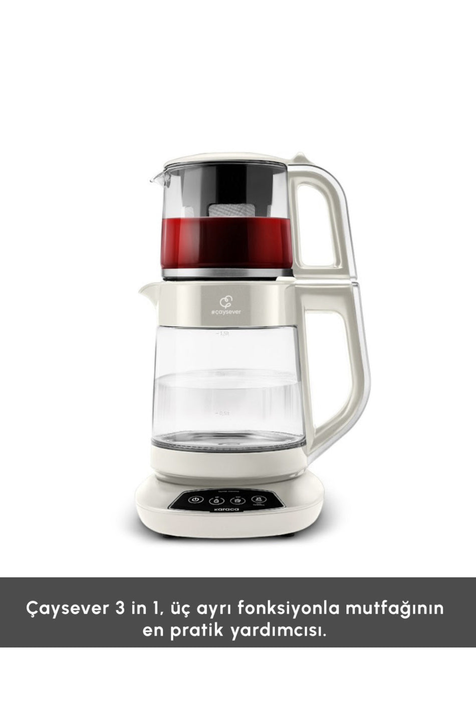 Karaca Tea Maker, Baby Feeding Water and Kettle 3 in 1 TALKiNG GLASS Tea Maker Family Size Capacity 1700W - MALLTURK