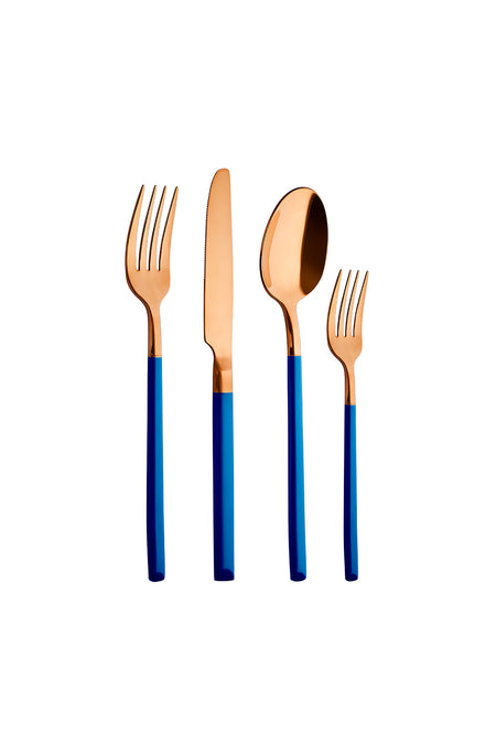 Aryildiz soho prestige bronz 24 Piece 6 Place Setting lacivert Flatware Set - MALLTURK