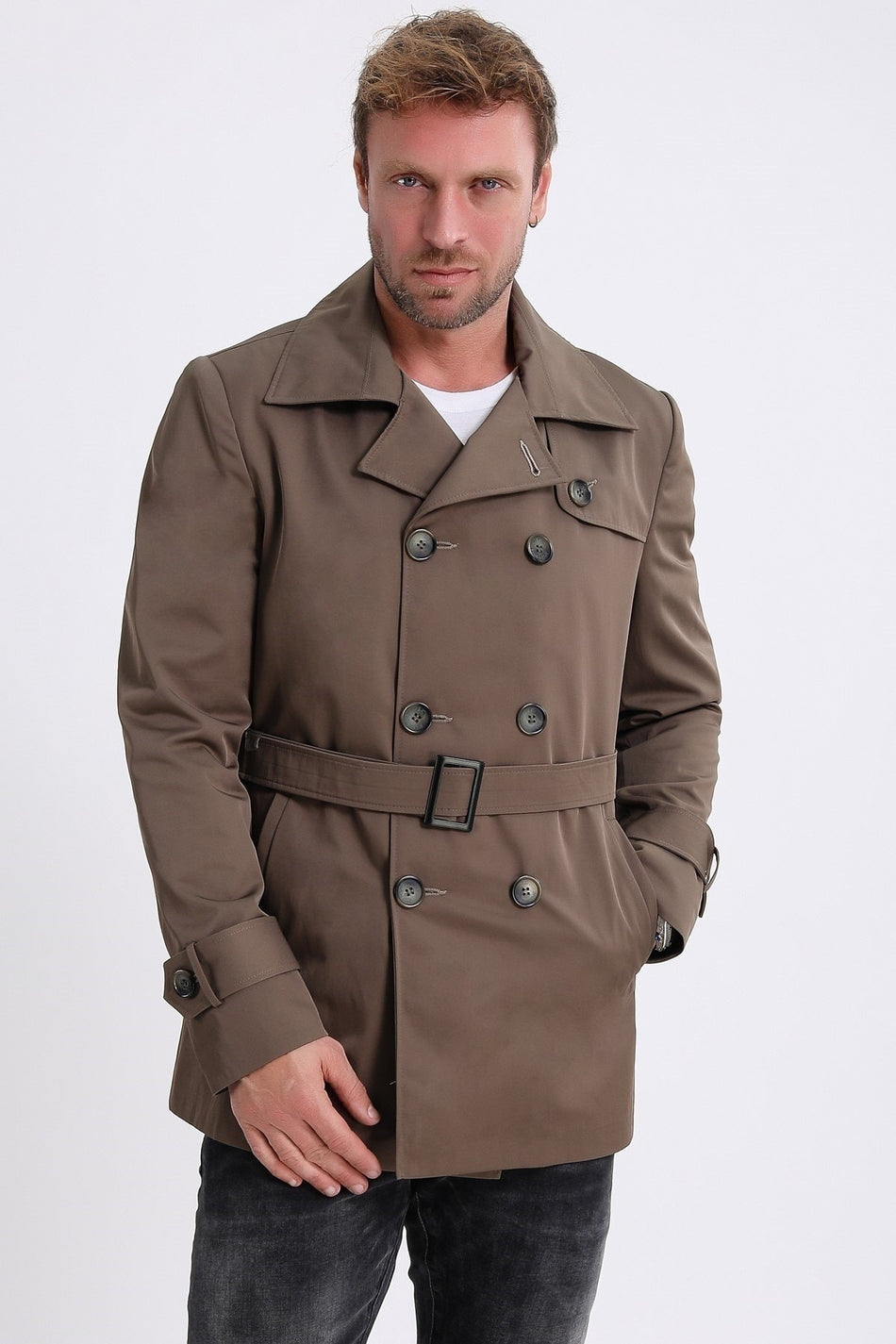 Gabardina de fibra castanha Leather Club