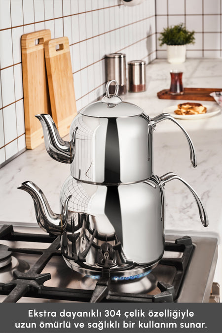 Karaca Deren Non-Spill Maxi Size induction Base Teapot Set - MALLTURK