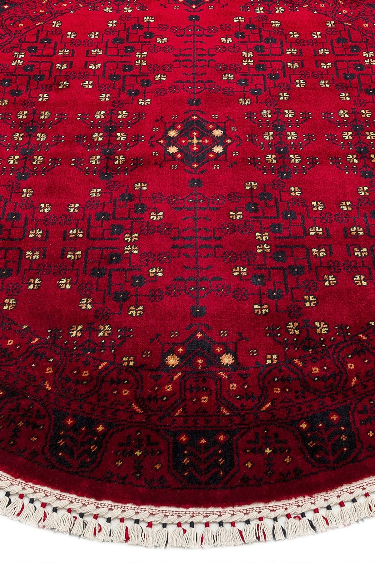 Cool Hali Beyoglu Red Vintage Authentic Round Rug Tencel Natural Yarn Handwoven Circle Home Room Living Room Rug - MALLTURK