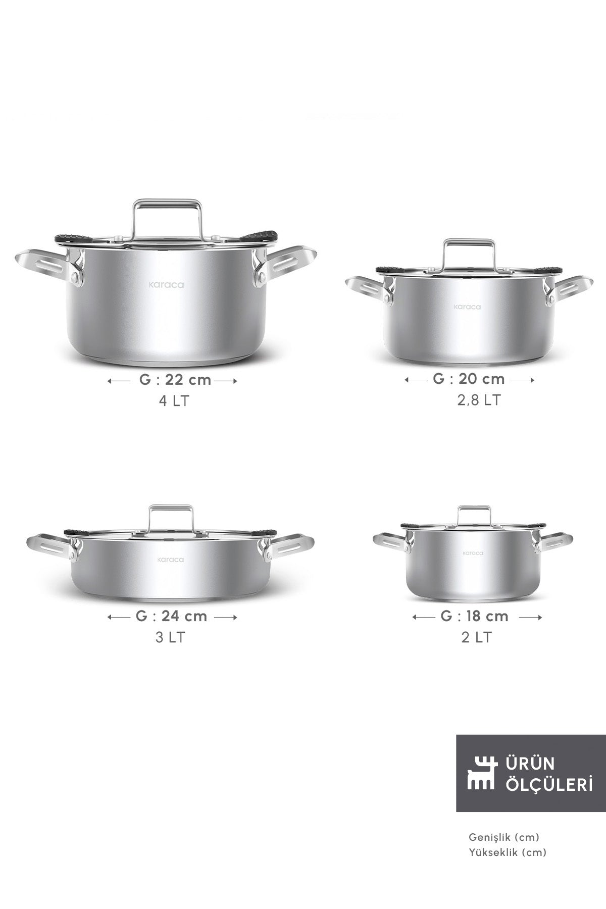 Karaca Powersteel 316+ Alberta Induction Compatible 8 Piece Cookware Set - MALLTURK
