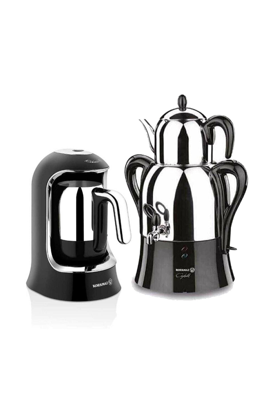 KORKMAZ Double Tea and Coffee Maker Set inox - MALLTURK