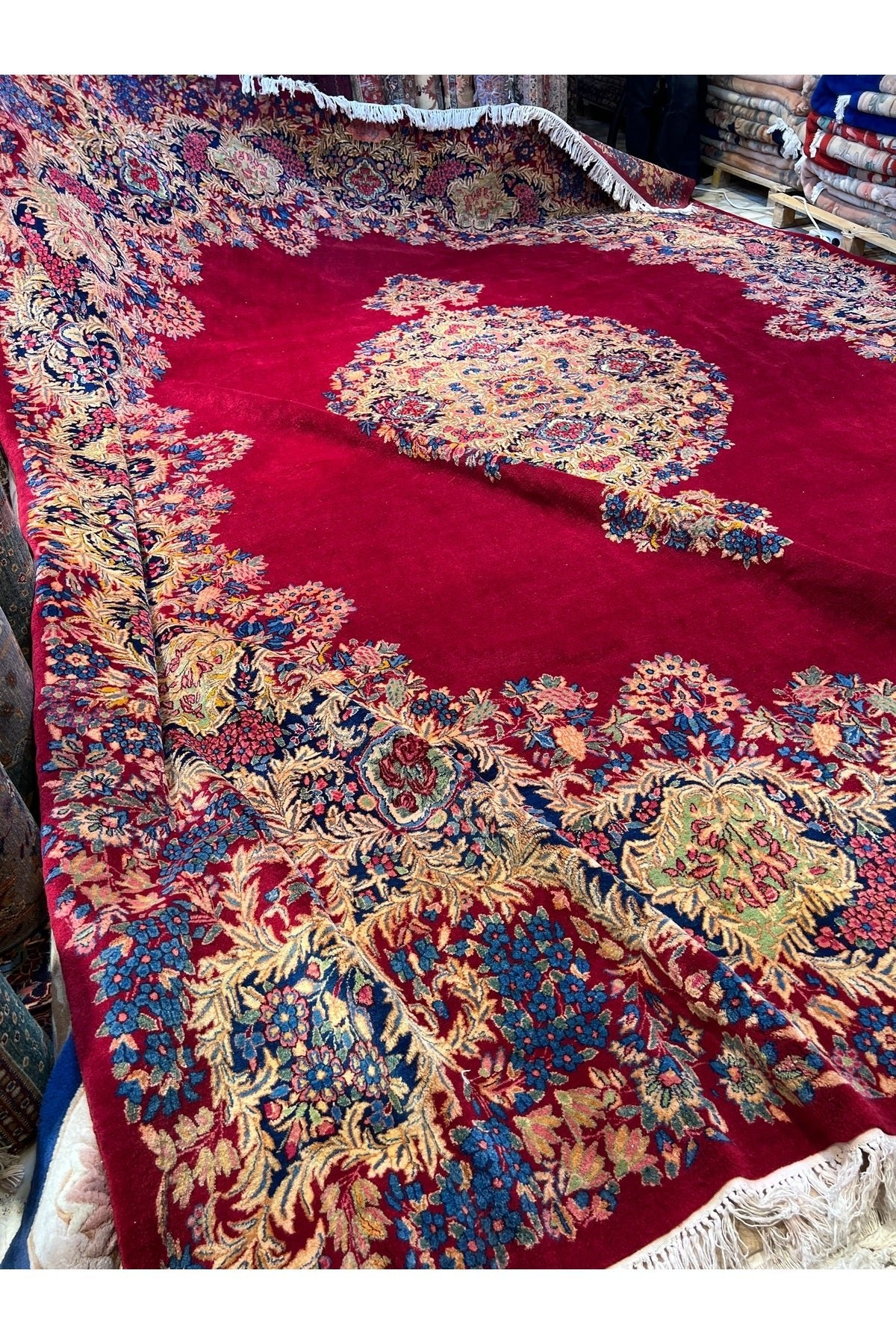 RD RAMAZAN DAG Hand Rug Art Hand-Woven Iranian Kirman Rug Signed Premium Quality KokBoyaMuazzam Bir Eser Size 450x350 - MALLTURK