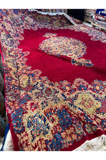 RD RAMAZAN DAG Hand Rug Art Hand-Woven Iranian Kirman Rug Signed Premium Quality KokBoyaMuazzam Bir Eser Size 450x350 - MALLTURK