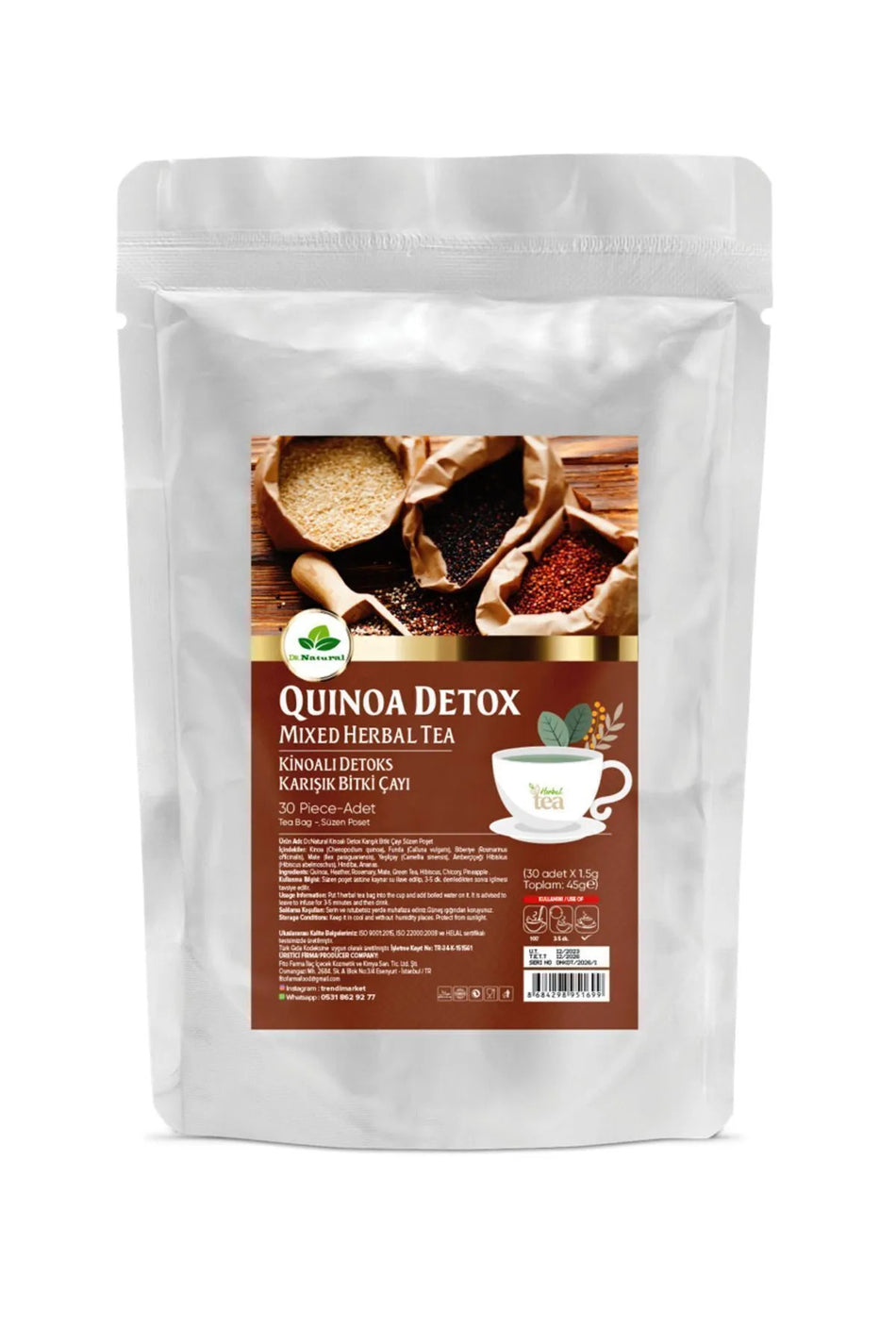 DRNATURAL Campuran Herbal Quinoa Formula Detoks Teh Quinoa 30 Kantong Teh Celup