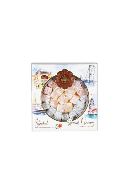 MESHUR safranbolu lokumcusu Assorted Flavored Turkish Delight kristal kutu 425 g - MALLTURK