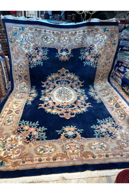 RD RAMAZAN DAG Hand Rug Art Hand-Woven Embossed Chinese Rug Premium Quality Navy Color Size 427x300 - MALLTURK