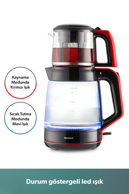 HOMEND infinity XL 1764H Glass Tea Maker Black Red - MALLTURK