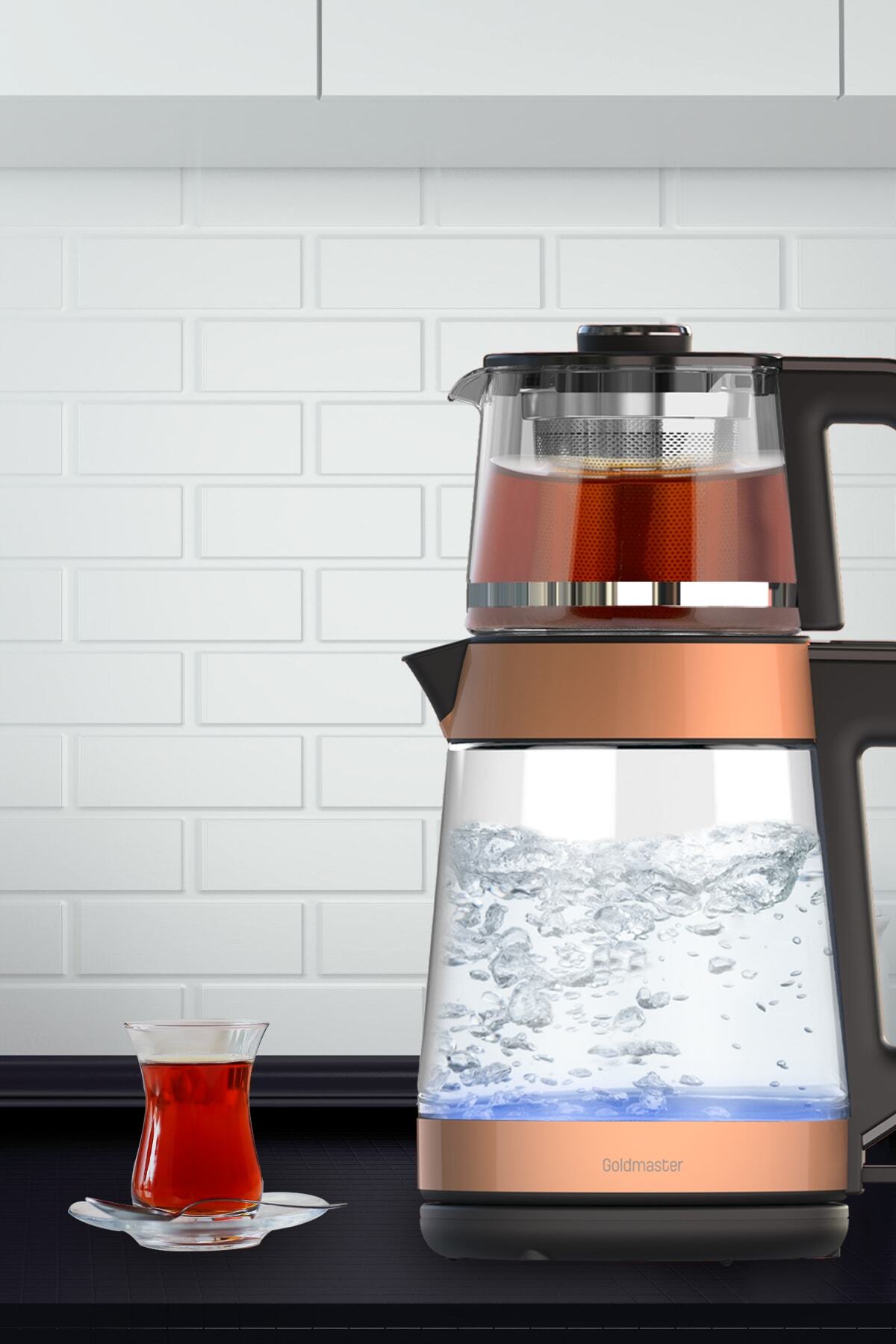 GoldMaster Yenidem GM-8325 Rose Gold 1900W Glass Tea Maker - MALLTURK