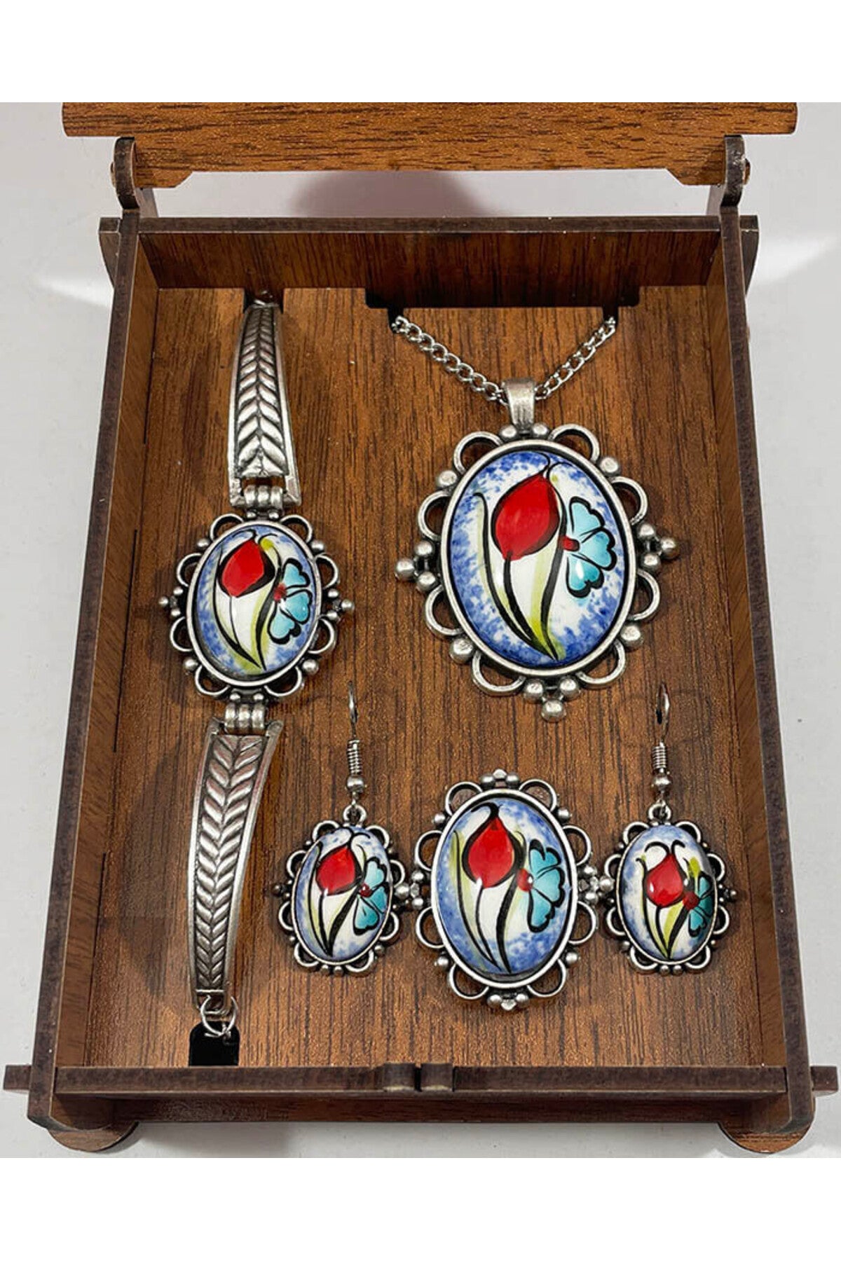 Cini Evi Blue Background Tile Jewelry Set - MALLTURK