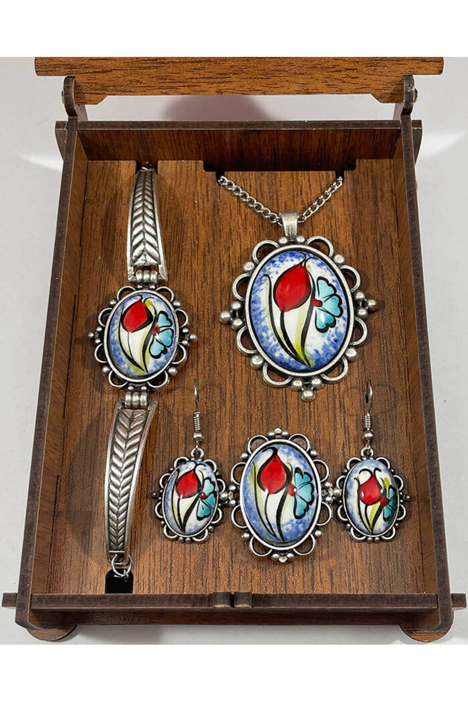 Cini Evi Blue Background Tile Jewelry Set - MALLTURK