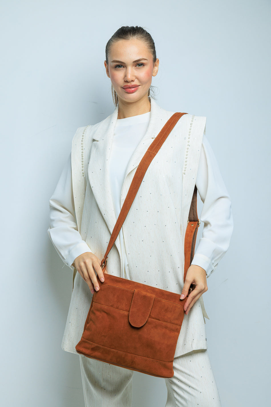 Fubileather Genuine Leather Suede Crossbody Women's Messenger Bag