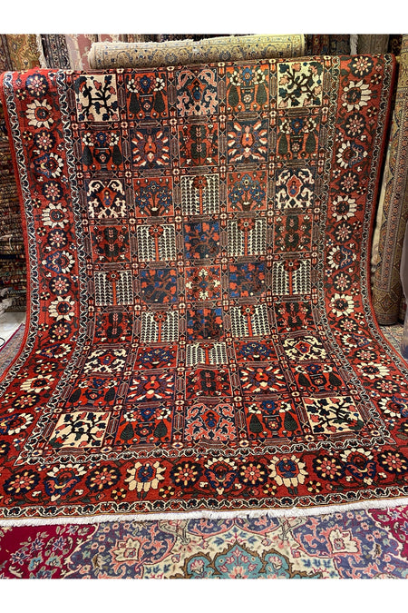 RD RAMAZAN DAG Hand Rug Art Hand-Woven Iranian Bahtiyari Rug Cotton Fringe with Wool Weave Natural Dye Size 3x2