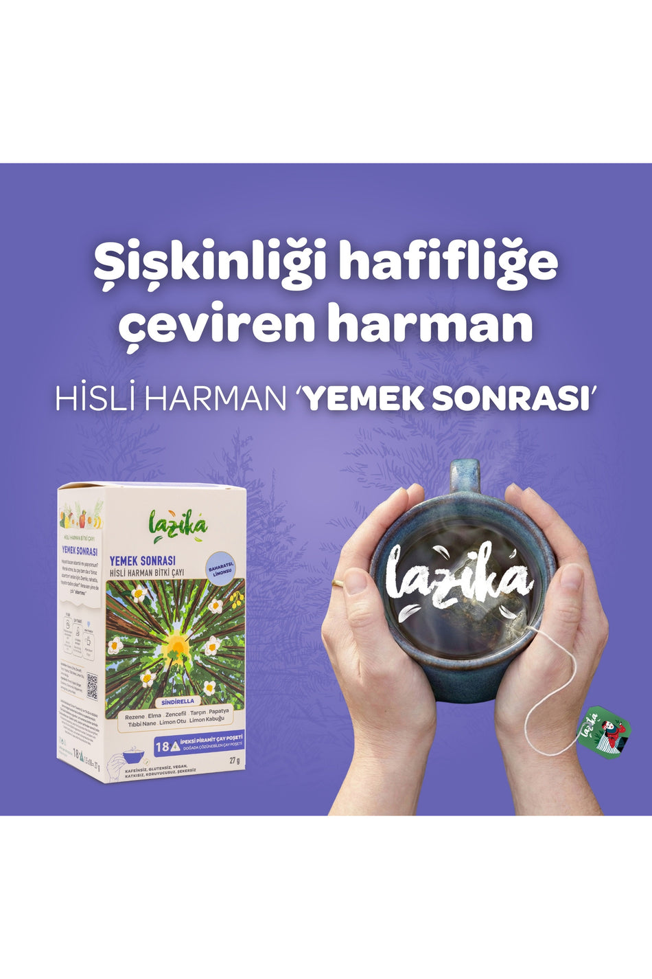 LAZIKA Sensitive Blend After Meal (Cinderella) 18-Pack PLA Sachets - Fennel, Mint, Ginger, Chamomile - MALLTURK