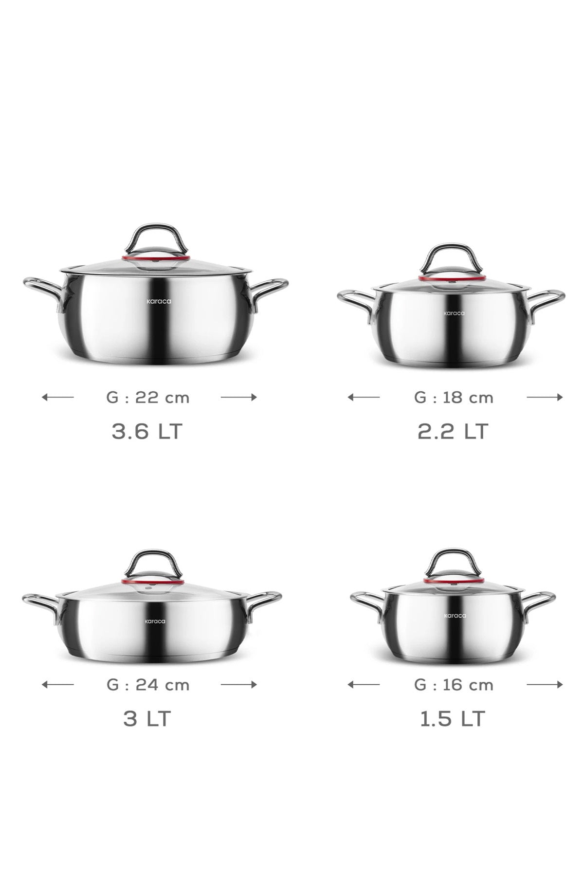 Karaca Emirgan Induction Compatible 8 Piece Cookware Set - MALLTURK