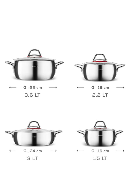 Karaca Emirgan Induction Compatible 8 Piece Cookware Set - MALLTURK