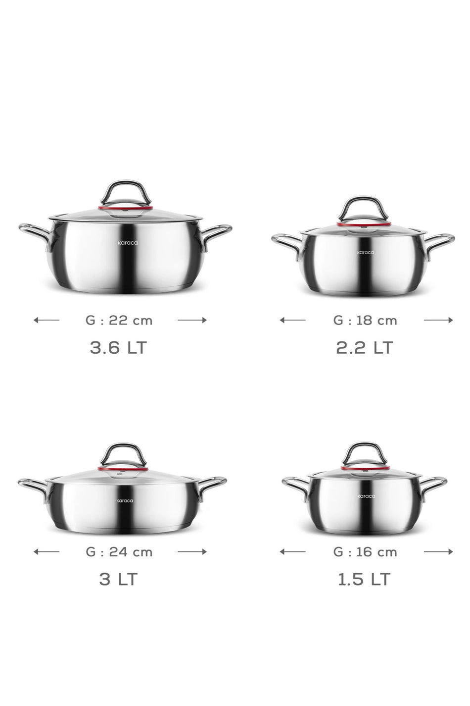 Karaca Emirgan Induction Compatible 8 Piece Cookware Set - MALLTURK