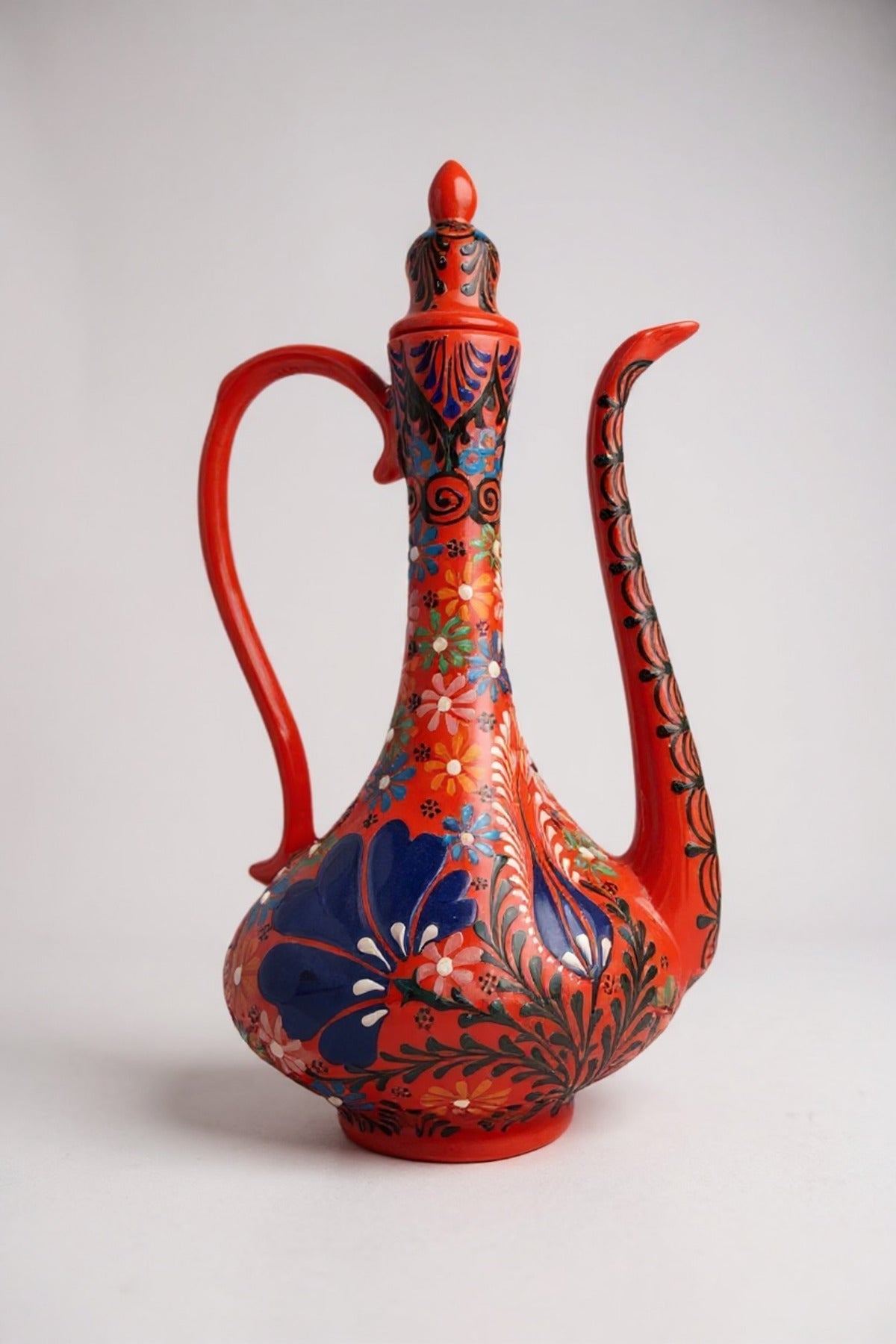 STORESZA Handmade 30cm Embossed and Lace-Work Delicate Jug Ceramic Vase Orange - MALLTURK