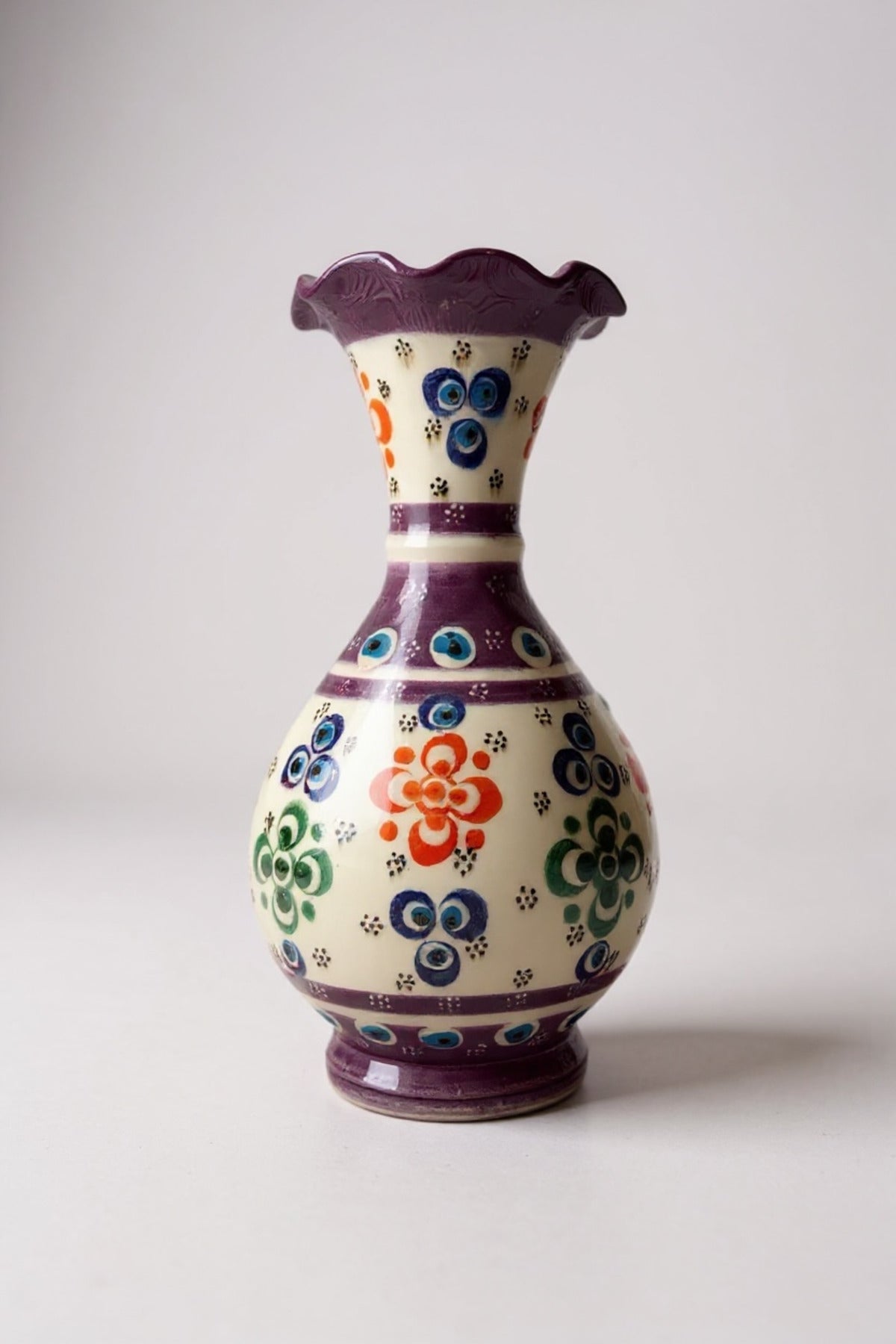 STORESZA Handmade Wheelwork 20cm Lace Fine Relief Ceramic Vase Purple - MALLTURK