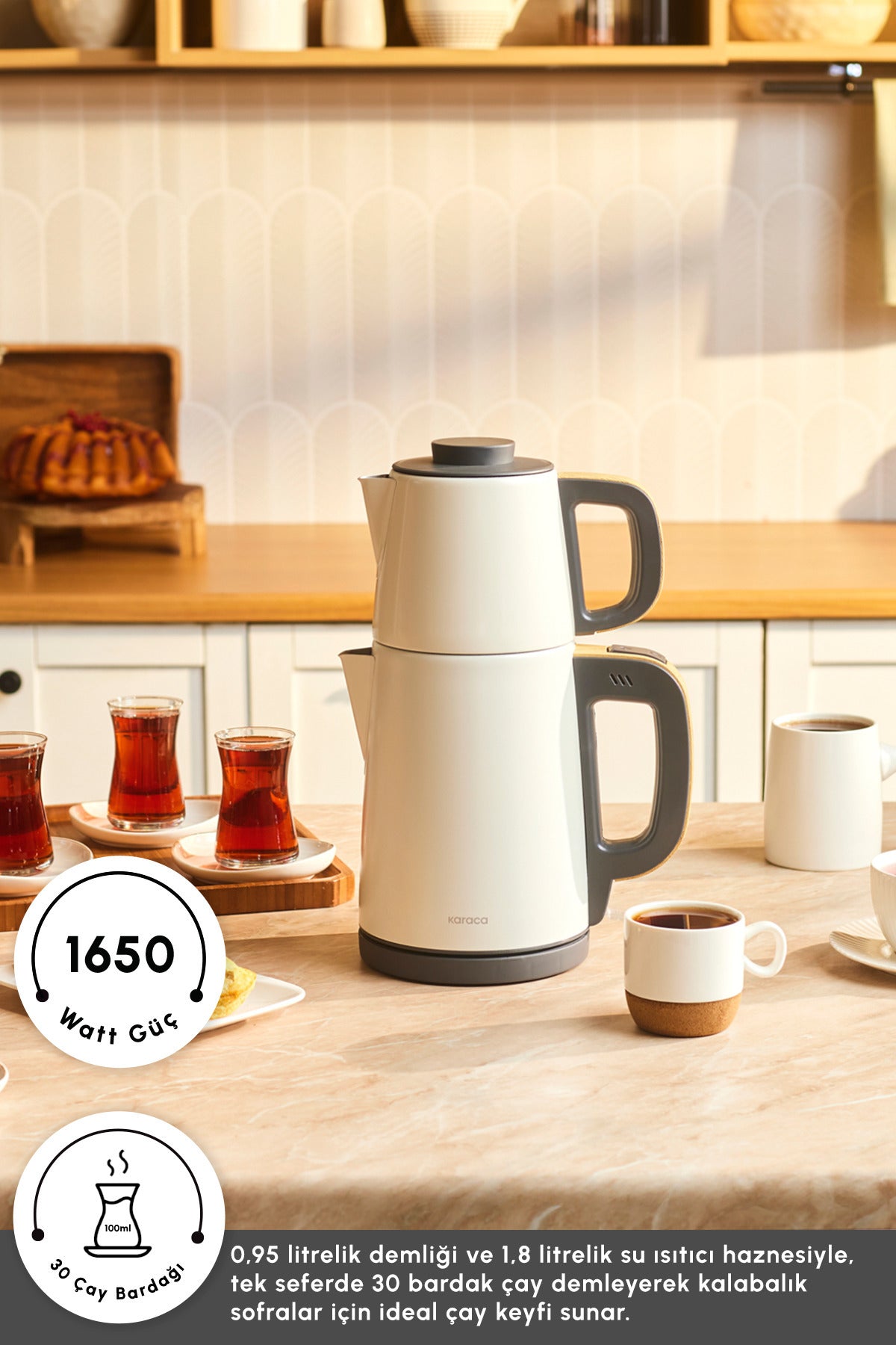 Karaca Tea Break 2 in 1 Stainless Steel Tea Maker Wood Craft - MALLTURK