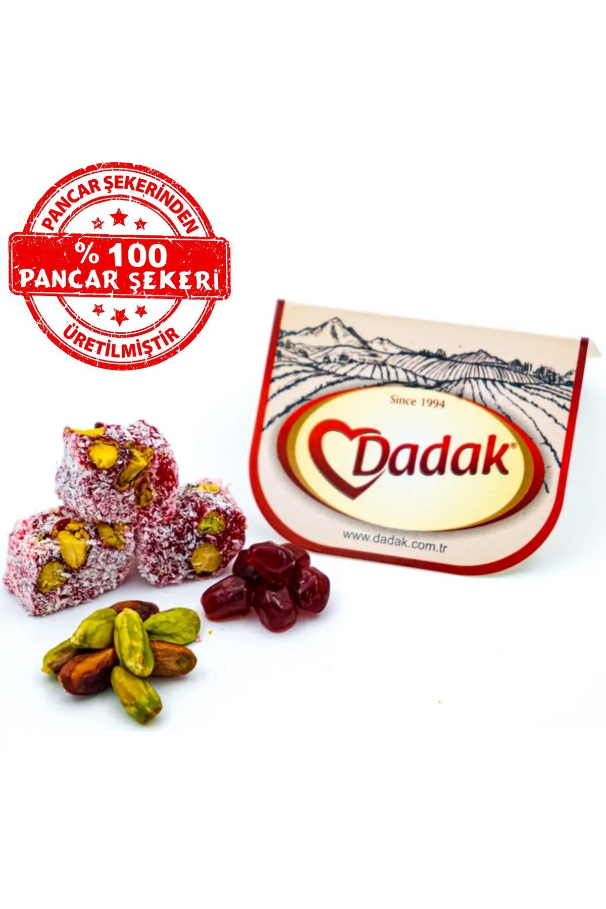 Dadak Turkish Delight and kuruyemis Pomegranate Flavored Flavored Pistachio Mini Turkish Delight 1 kg - MALLTURK