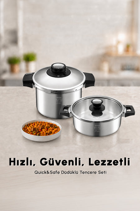 Karaca Quick And Safe induction Base Pressure Cooker Set 4+6 Lt - MALLTURK