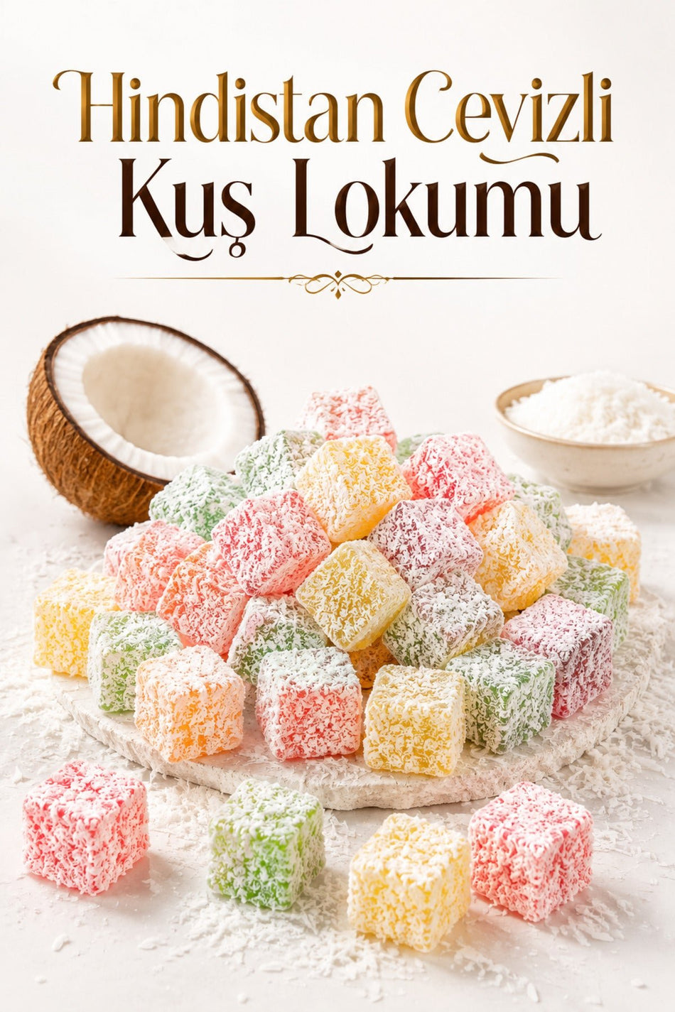 Sener Glucose Free Turkish Delight 1 kg Mini Coconut Turkish Delight - MALLTURK