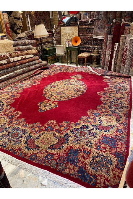 RD RAMAZAN DAG Hand Rug Art Hand-Woven Iranian Kirman Laver Rug Signed Collector Piece Size 4.50x3.50 - MALLTURK
