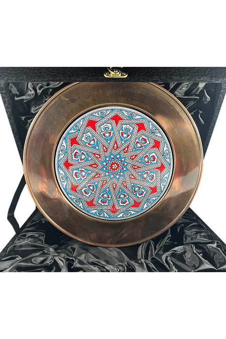 Cini Evi Seljuk Star Patterned 25cm Copper Plate - MALLTURK