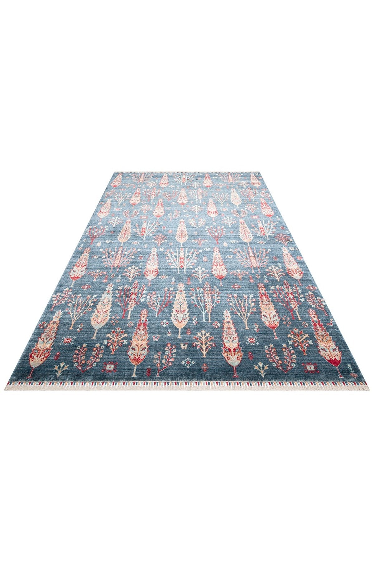 Eko Hali ZARA ZR 08 NAVY TURQUOiSE Authentic Patterned Modern Usak Carpet, Handcrafted on Special Looms - MALLTURK