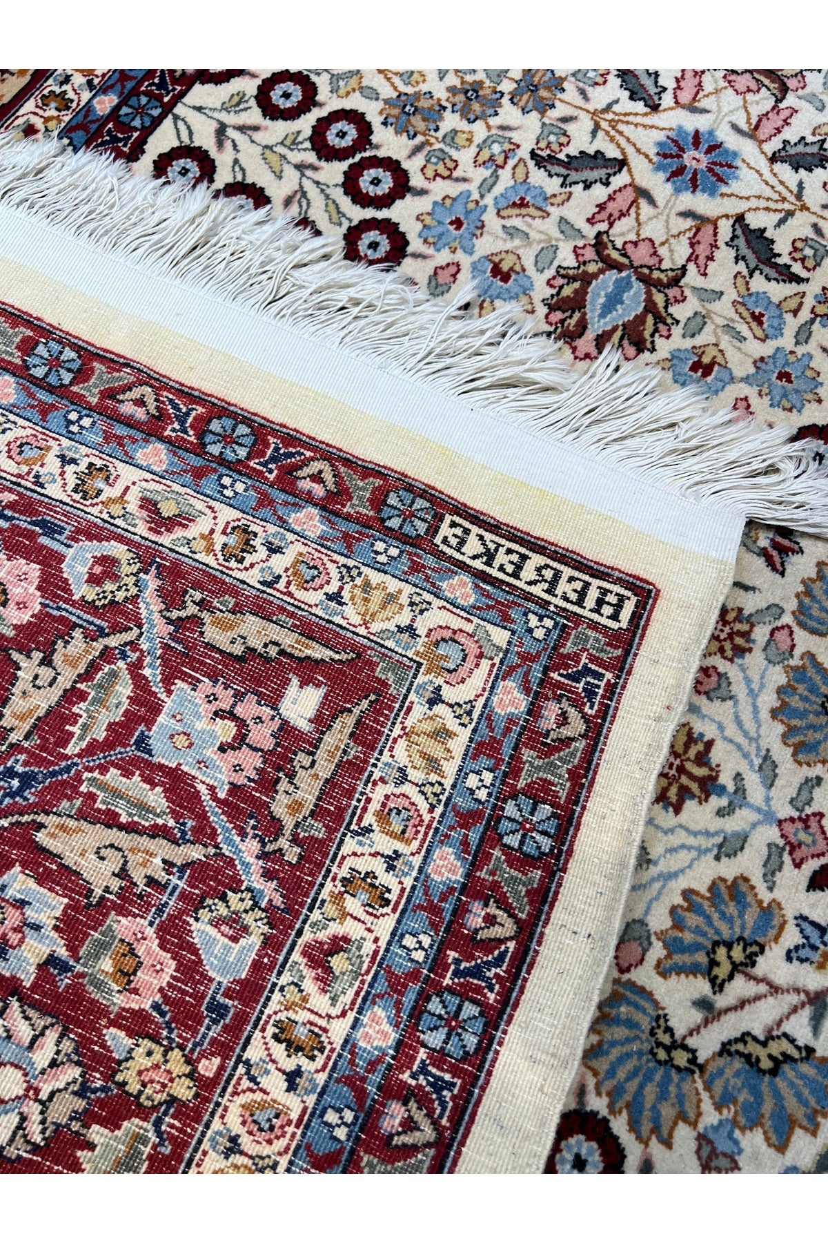 RD RAMAZAN DAG Hand Rug Art Hand-Woven Sumerbank Hereke Rug Signed Seven Mountains Flower Premium Quality Size 300x200 - MALLTURK