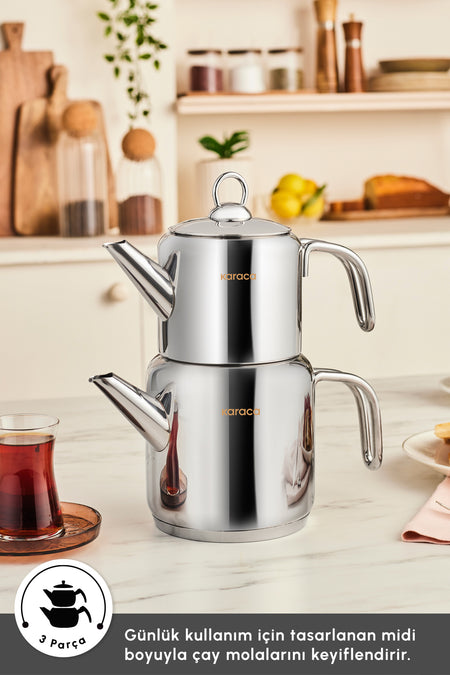Karaca New Mani Midi Size induction Base Teapot Set - MALLTURK
