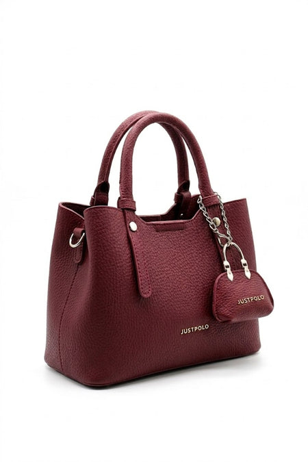 Just Polo Original Women's New Season 3-Compartment Luxury Soft Leather Adjustable Crossbody Stylish Shoulder Bag Burgundy - MALLTURK