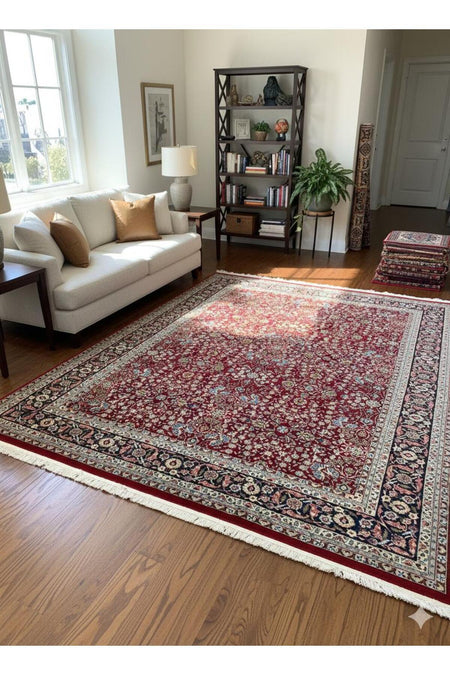 RD RAMAZAN DAG Hand Rug Art Hand-Woven Sumerbank Hereke Rug Signed Seven Mountains Flower Premium Quality Size 303x203 - MALLTURK